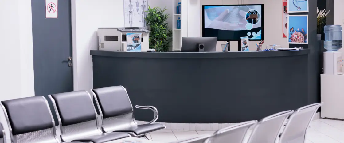 Modern clinic reception and waiting area