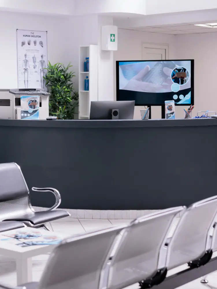 Modern clinic reception and waiting area